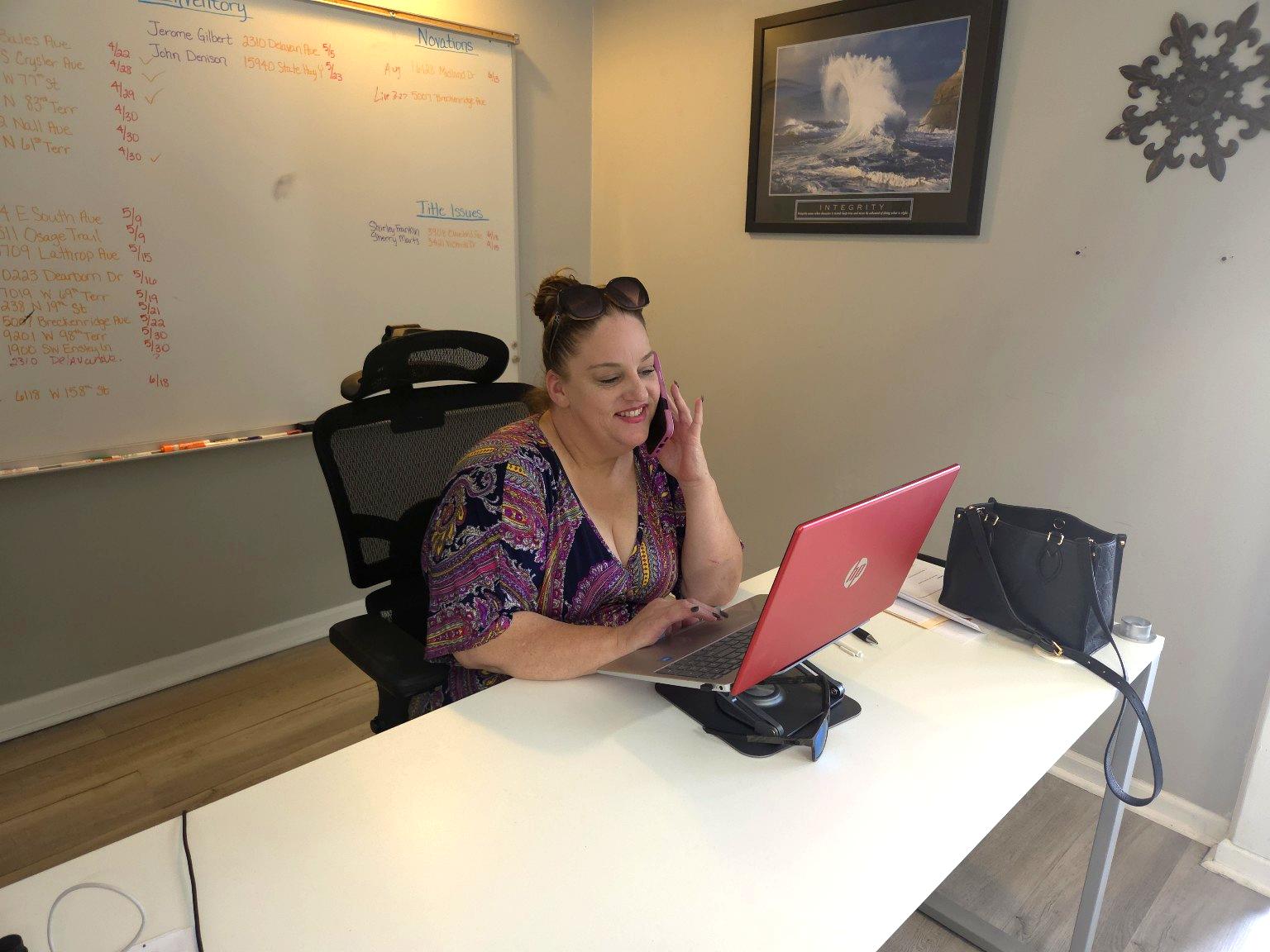 Sarah in office